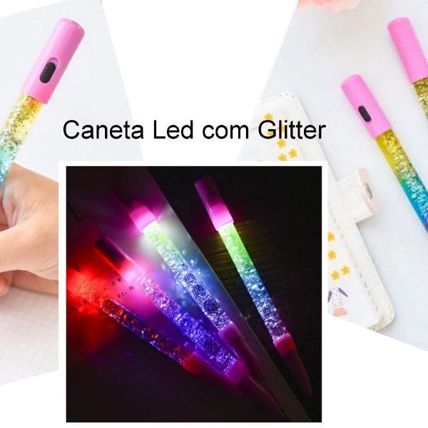 caneta led com glitter super fashion