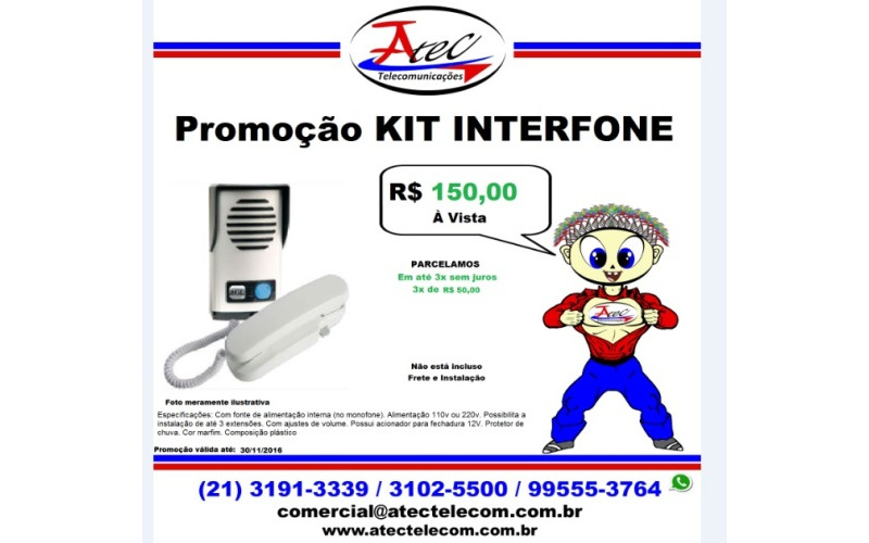 Promoção de venda de um Kit Interfone