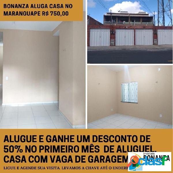 Casa com 02 quartos e garagem Novo Maranguape