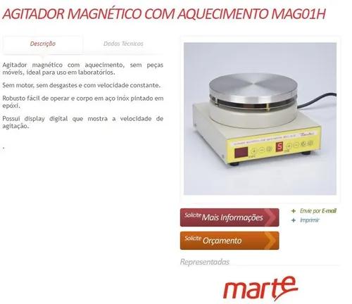 Agitador Magnético Com Aquecimento Mag01h Marte