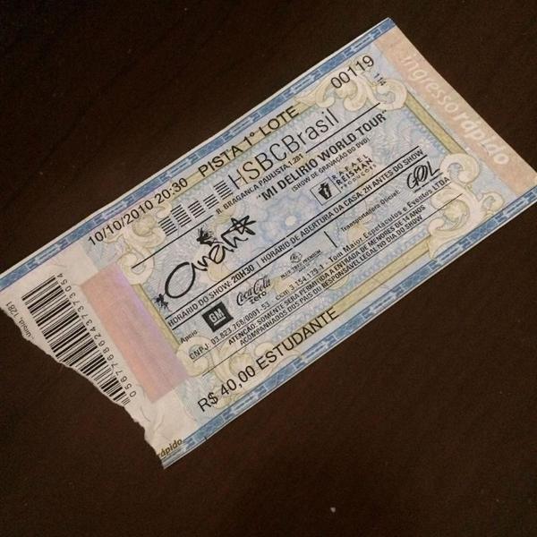 Ingresso show Anahí (RBD) - mi delirio world tour 2010