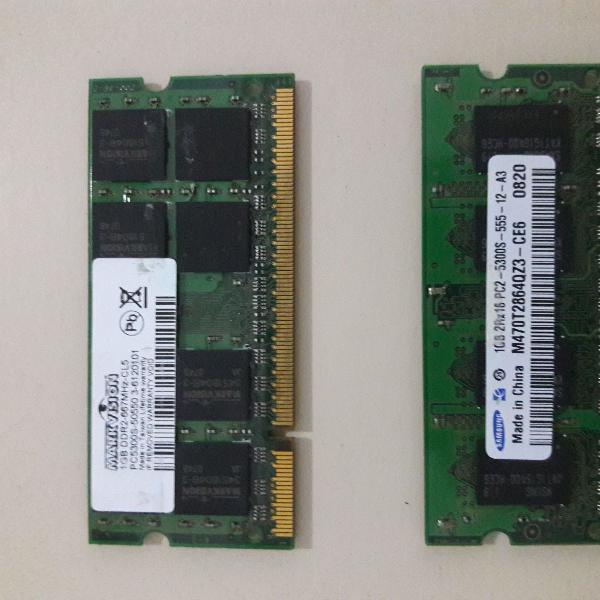 vendo memórias 2 notebook ddr2 1gb e 1 pc kingston ddr 1gb: