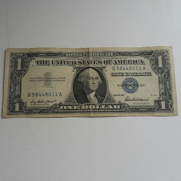 Cédula 1 Dollar USA selo azul 1957