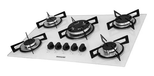 Cooktop 5 Bocas Vidro Branco Suggar