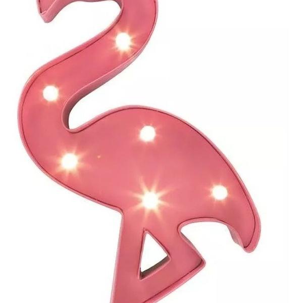 Luminária / Placa Decorativa de Metal Flamingo - com Led