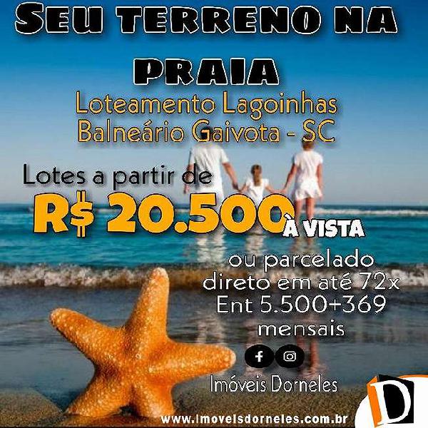 Terrenos na praia,loteamento Lagoinhas.Aprox.450mts do mar