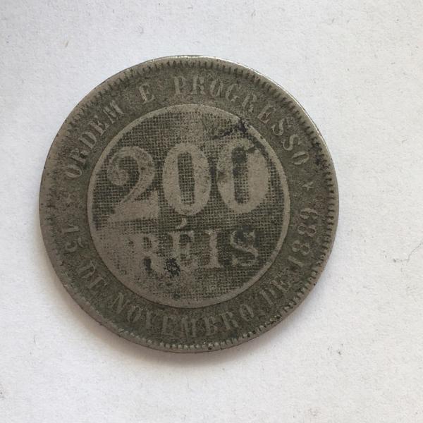moeda antiga 1894 brasil 200 réis