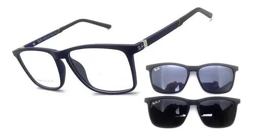 Armação Oculos Masculino Com Clip On Solar Original Multti