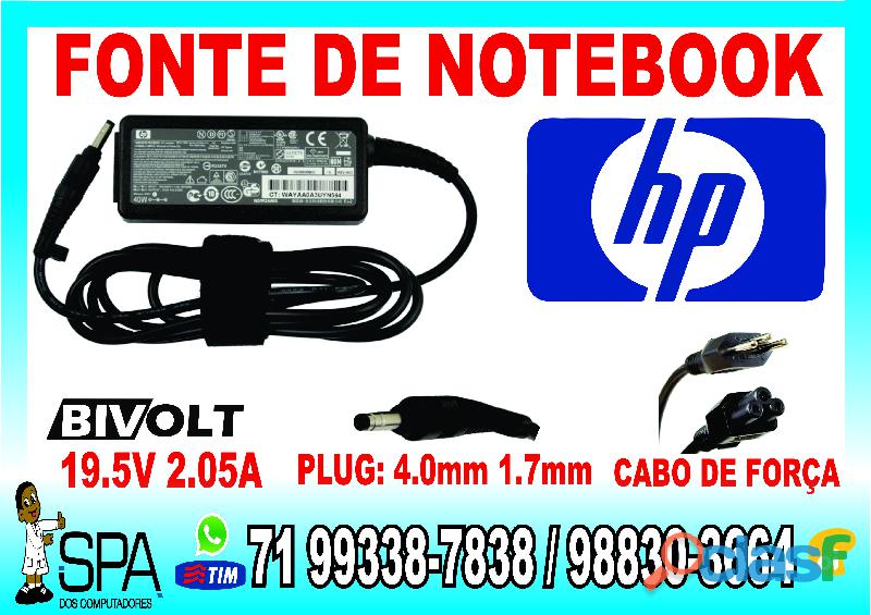 Carregador Notebook Hp Mini 19.5V 2.05A 40w Plug Preto 4.0mm
