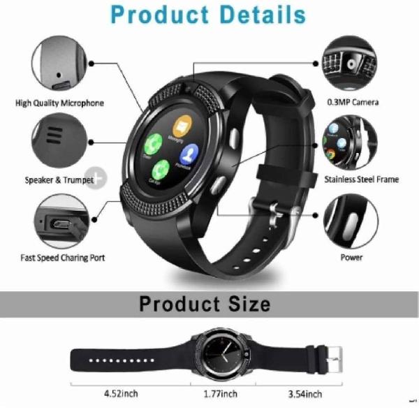 Relógio Smart Watch V8 Bluetooth Câmera Branco. ENVIO