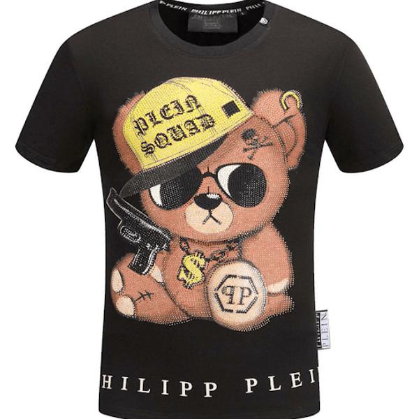 Camiseta Masculina Phillipp Plein Urso Importada Cor Preta e