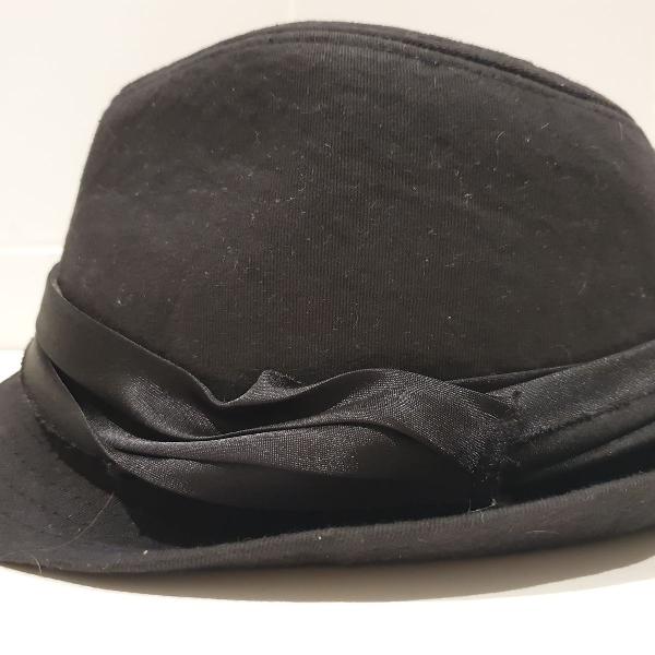 Chapéu feminino aba curta estilo Fedora cor preto