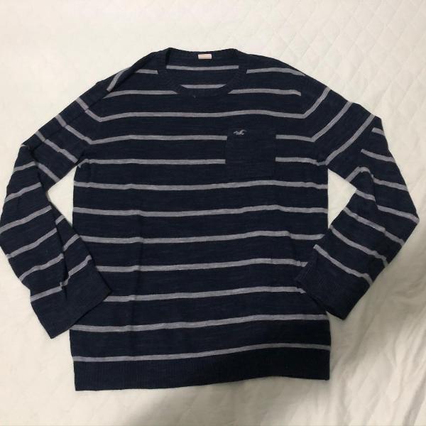 Sweater Blusa Hollister de Lã Azul Marinho - Tamanho M