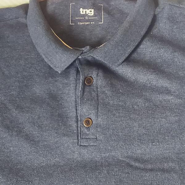 TNG CAMISETA polo acinzentada com detalhes em cinza na gola