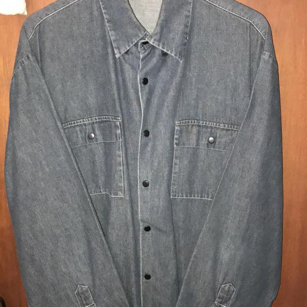 camisa jeans cinza escura hugo Boss