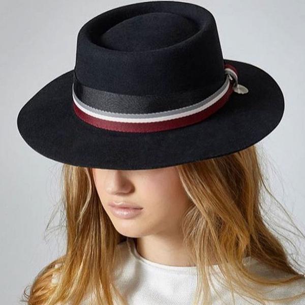 chapéu nath hats canotier pêlo preto