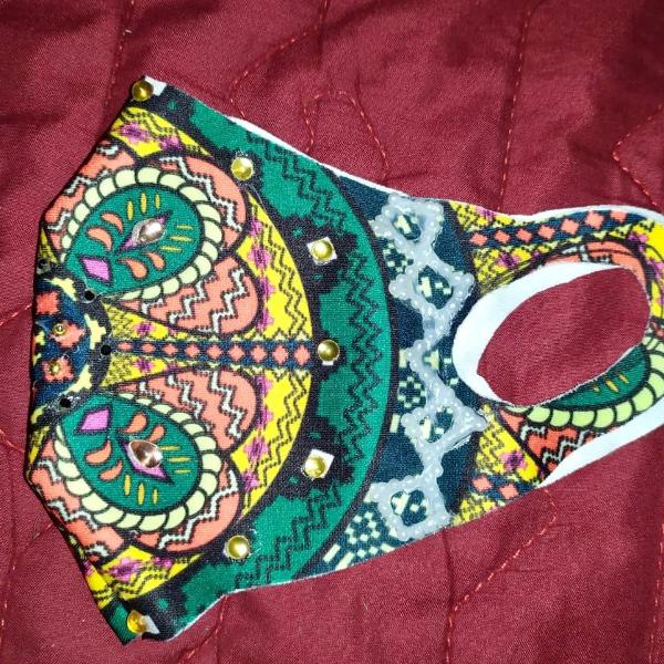 kit 4 máscaras mandalas da saude neoprene com pedras