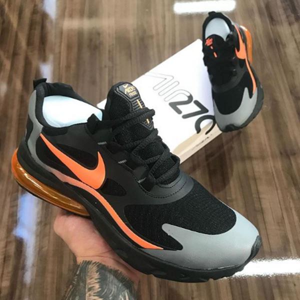 tênis nike air max 270 react masculino preto-laranja / 42