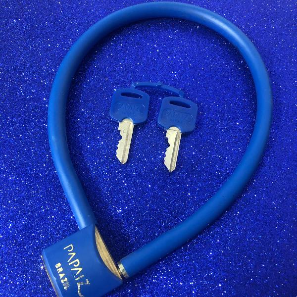 cadeado papaiz bike line 30 azul com 2 chaves proteção