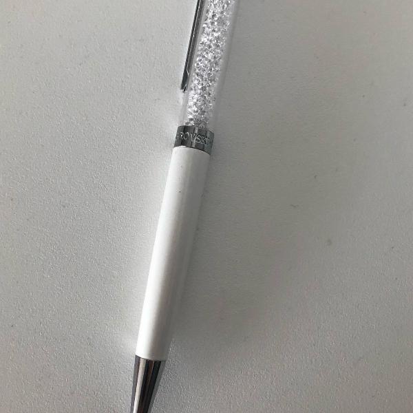 caneta esferográfica crystalline, branca, revestido a