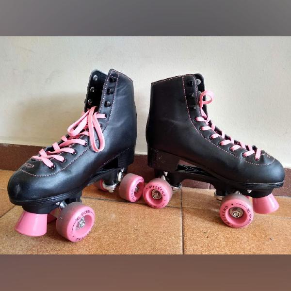 patins squad preto e rosa super confortável