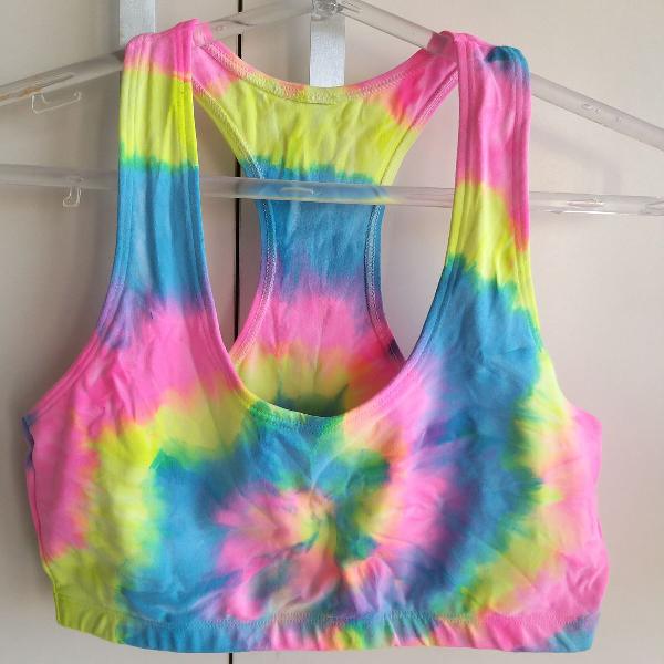 top colorido tie dye neon