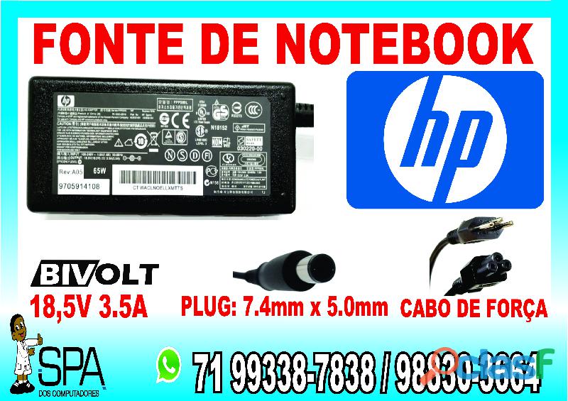Carregador Para Notebook e Netbook Hp 18.5v 3.5a 65w em