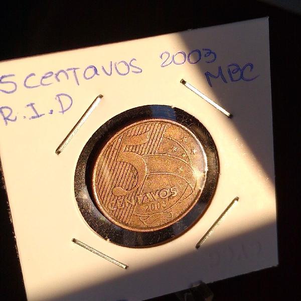 5 Centavos reverso Inclinado