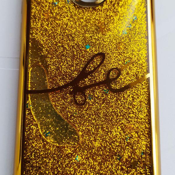 Capa celular glitter dourada J5 Pro Linda!