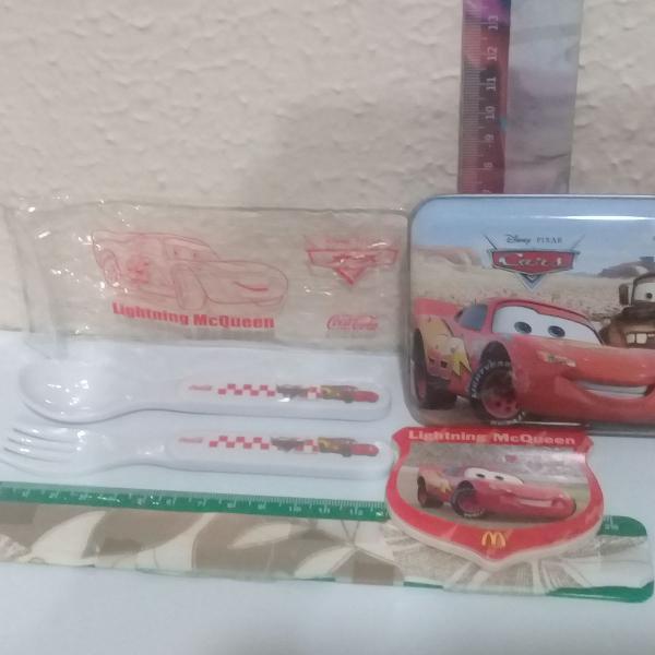 Disney -carros-1 garfo e 1 colher num estojo plástico, + 1