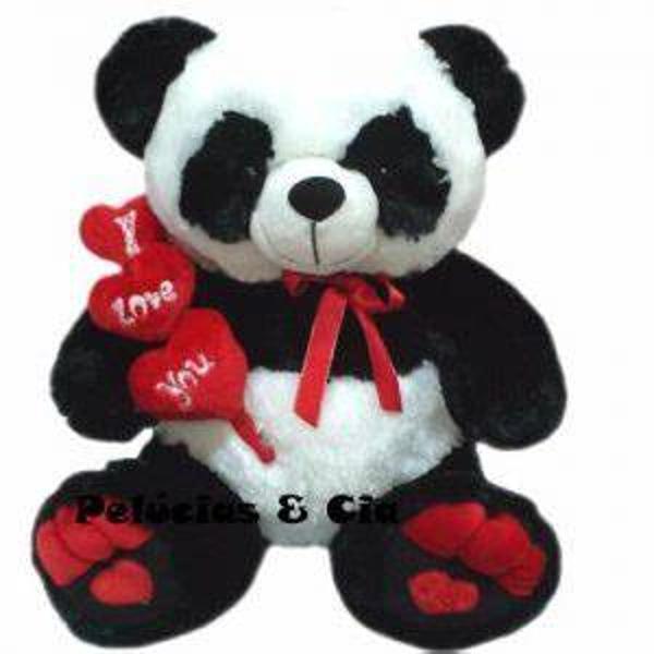 Urso Panda de Pelúcia Namorados I Love You 27 cm