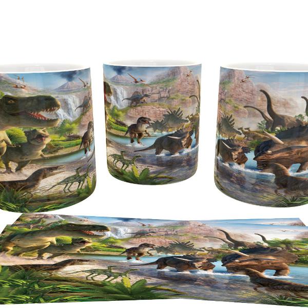 caneca de polímero personalizada tema dinossauros