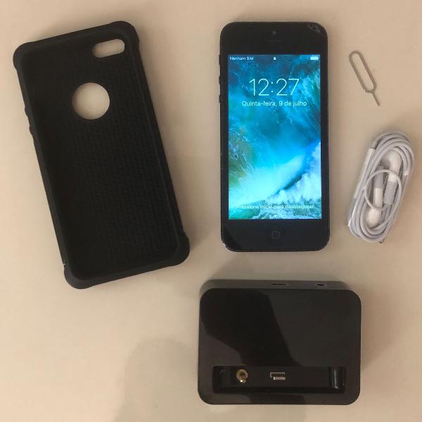 iphone 5 (64gb) + carregador de mesa + fone de ouvido +