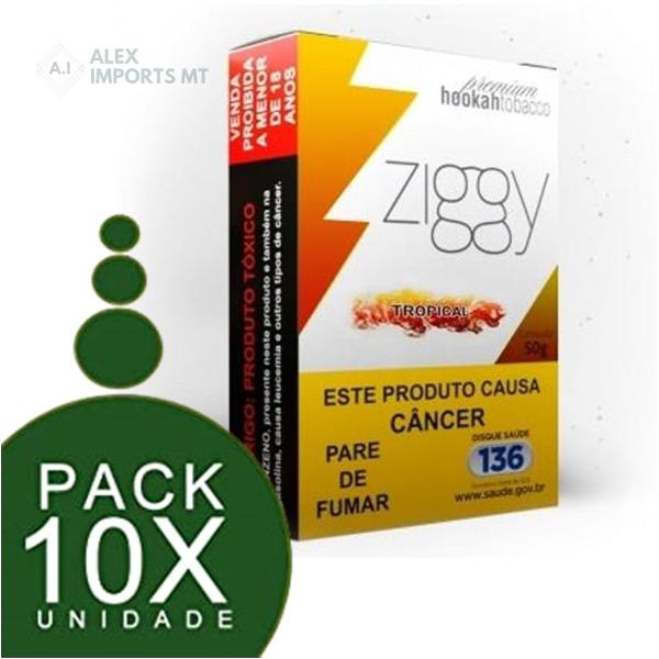 pack com 10 unid ziggy essencia tropical 50g ziggue sabor