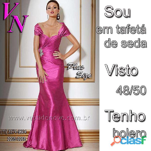 Vestido Plus Size, mãe de noiva em tafetá de seda pura