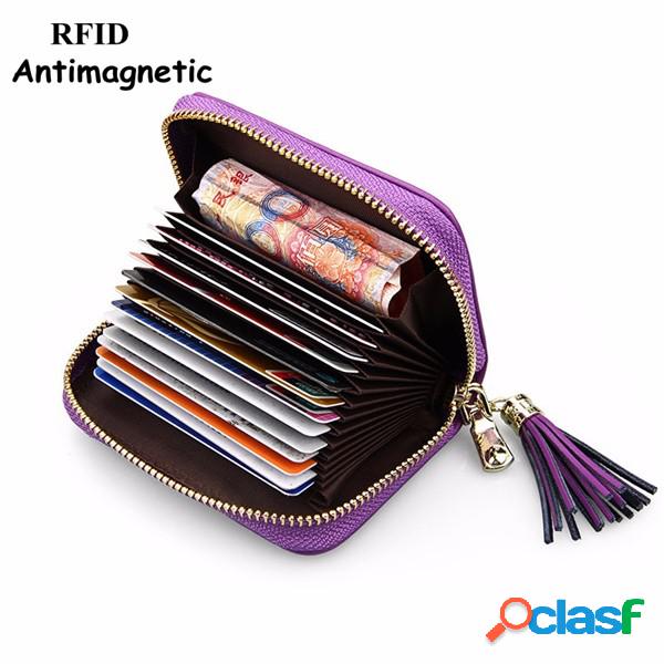 RFID Antimagnético Couro Genuíno Couro 13 slots para