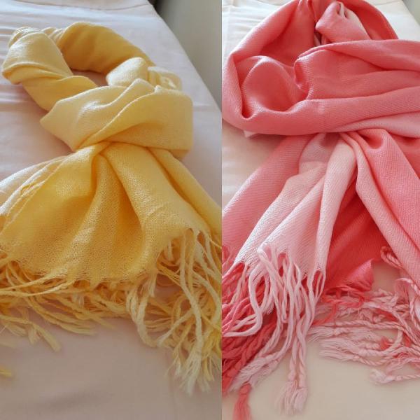 Kit 2 lenços - amarelo e salmom