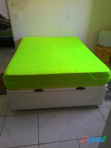 cama box de casal com baú e colchão