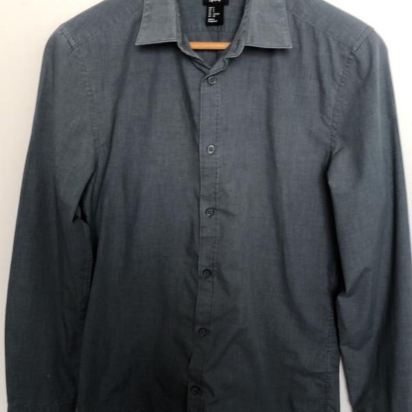 camisa social masculina cinza h&amp;m p