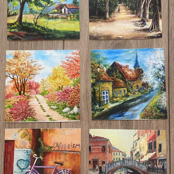 lote pinturas paisagem quadrinho ou cartão