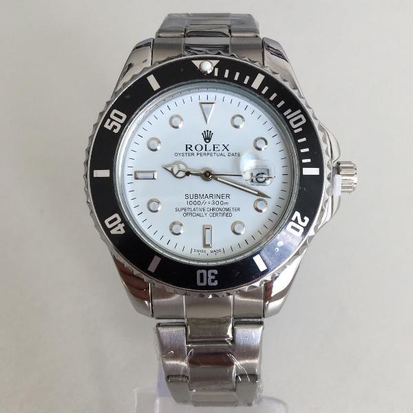 relógio rolex prata com branco