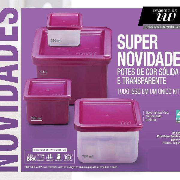 Avon Innovaware Kit 4 Potes Quadrados Basic Plus