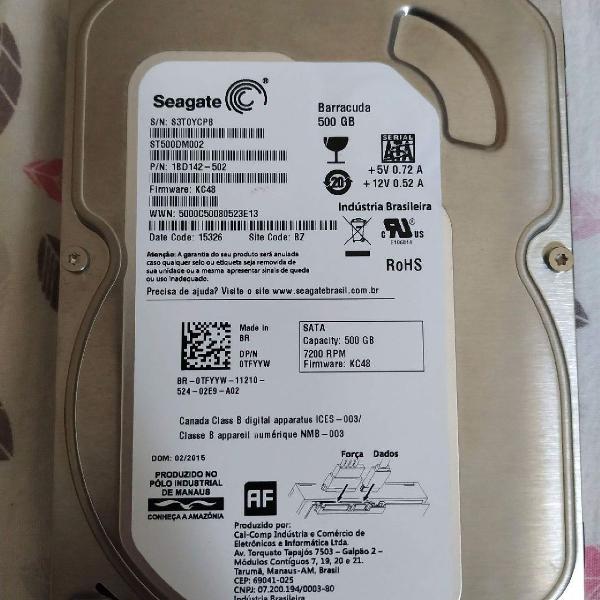 HD Seagate 500GB Barracuda 7200RPM