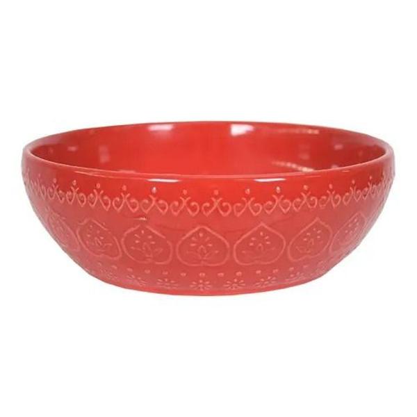 bowl tigela relieve vermelho corona em ceramica yoi