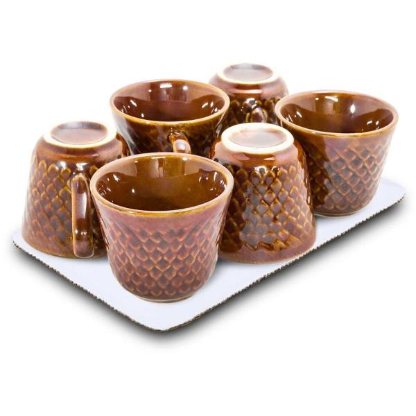 conjunto 6 xícaras marrom relevo café/chà