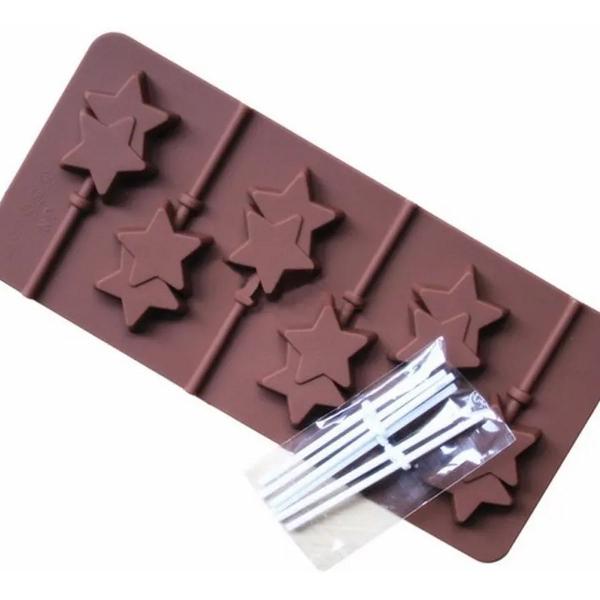 molde de silicone para chocolate - 6 estrelas duplas