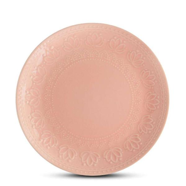 prato para sobremesa relieve rosa 20.2cm cerâmica corona