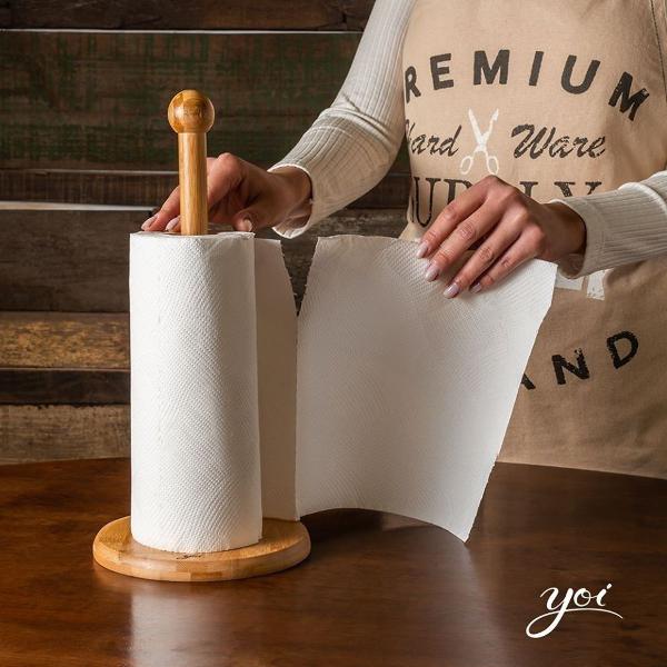 suporte porta papel toalha madeira bambu cozinha tyft yoi