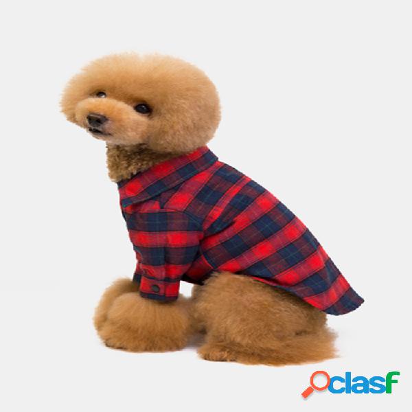 1 Pc Cachorro Roupa Lapela Xadrez Roupa Pet Classic Xadrez