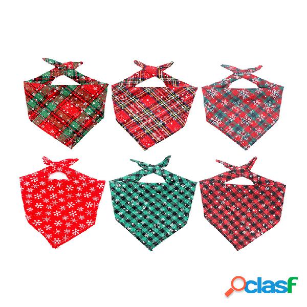 1 Pc Christmas Triangle Scarf Classic Plaid Snowflake